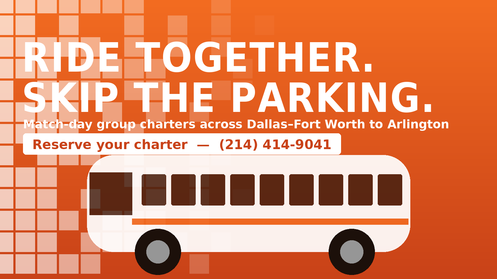 Ride together and skip the parking with Imperial Charters match-day charter buses to AT&T Stadium for the FIFA World Cup 2026